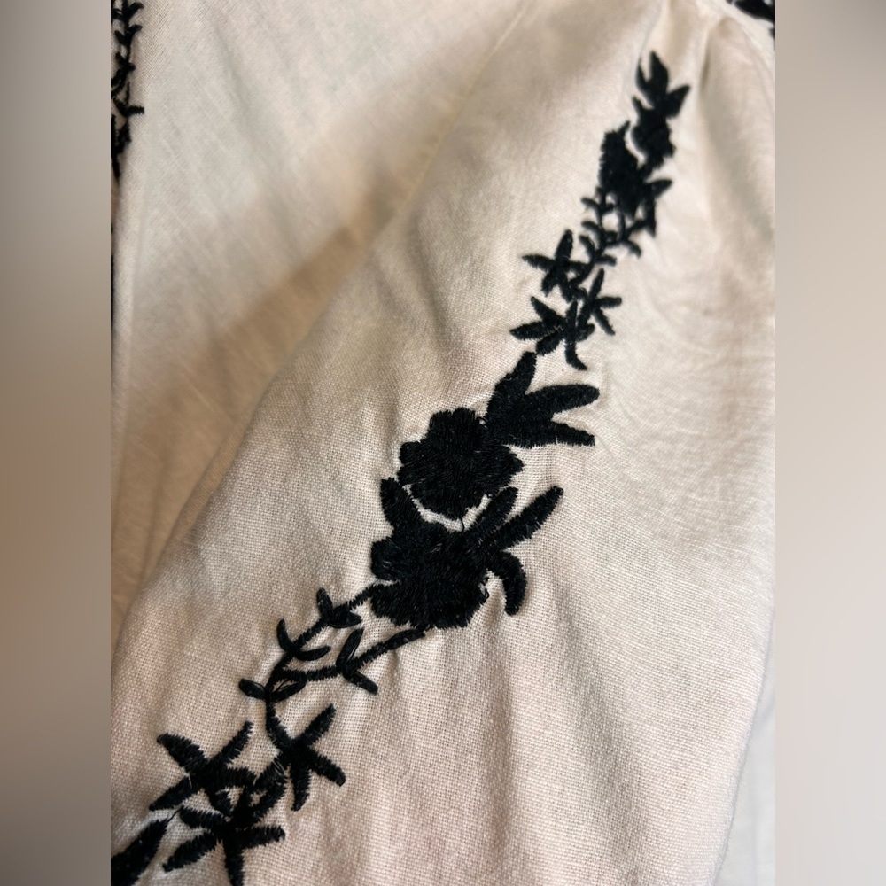 Zara Embroidered Linen Blend Blouse - Picture 7 of 10